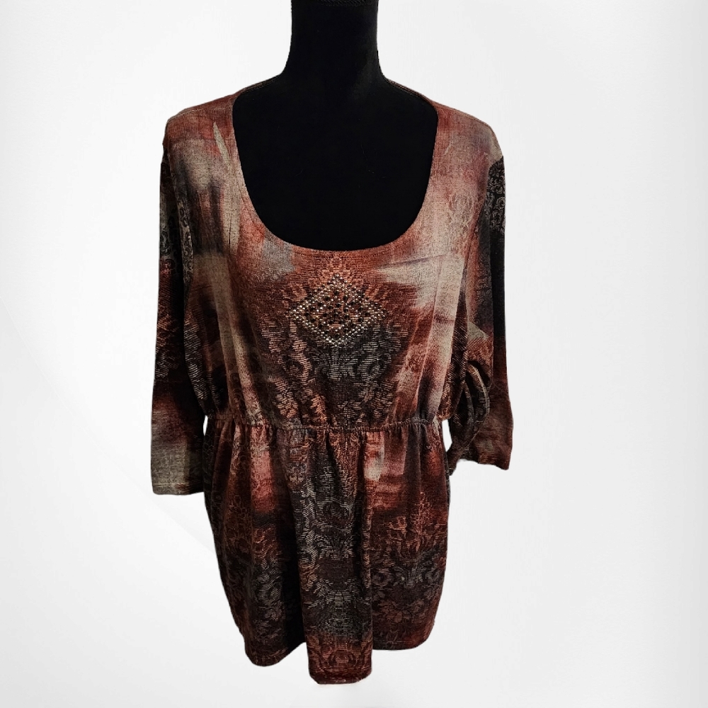 One World 3/4 Sleeve Embellished Top